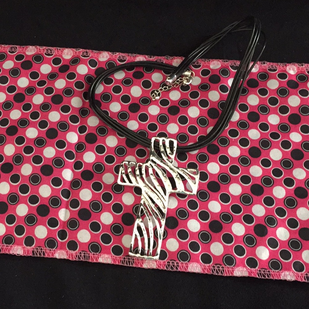 18 inch Black Choker with Cross